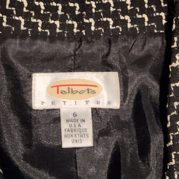 Talbots Petites 3 Button Blazer - Black and Cream - Size 6 - Picture 3 of 5